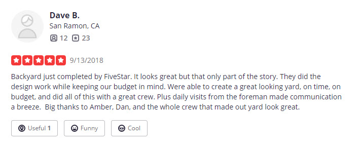 FiveStar Landscape Yelp Reviews