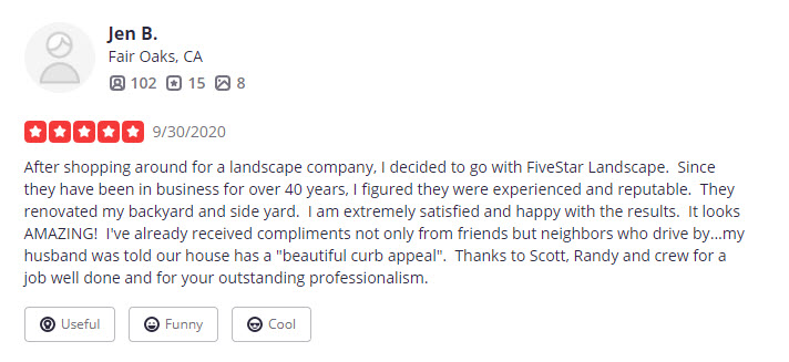 FiveStar Landscape Yelp Reviews